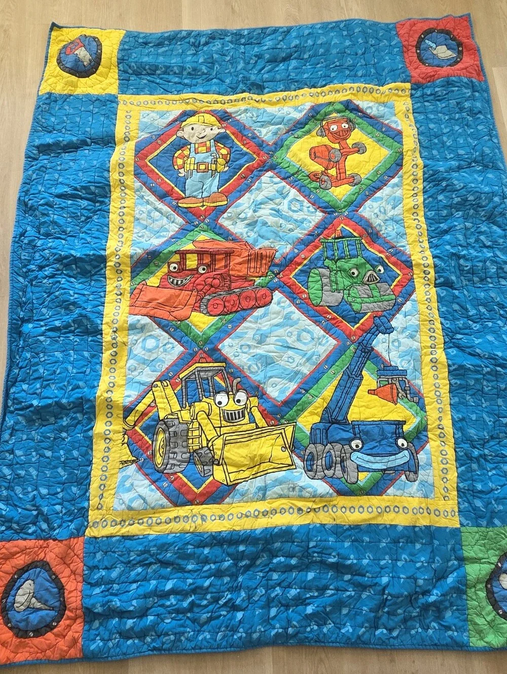 Bob The Builder Kids Blue & Yellow Character Quilt